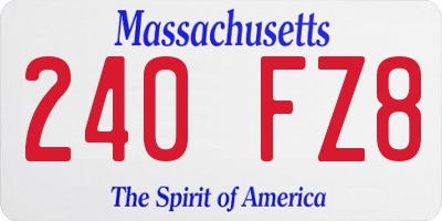MA license plate 240FZ8