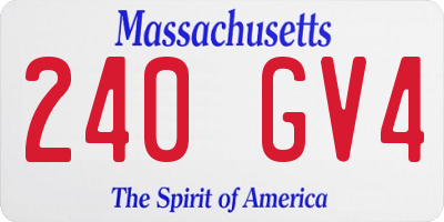 MA license plate 240GV4