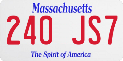 MA license plate 240JS7