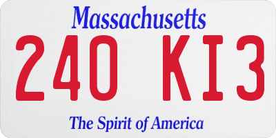 MA license plate 240KI3