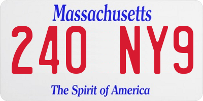 MA license plate 240NY9