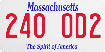 MA license plate 240OD2
