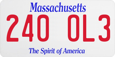 MA license plate 240OL3
