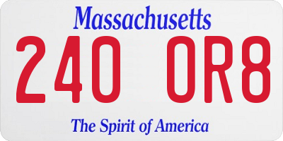 MA license plate 240OR8