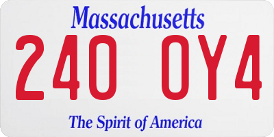MA license plate 240OY4