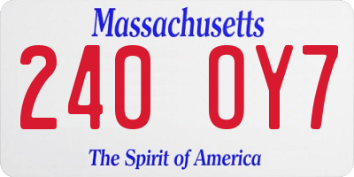 MA license plate 240OY7
