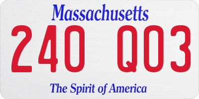MA license plate 240QO3