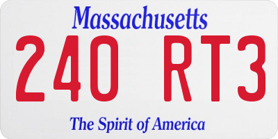 MA license plate 240RT3