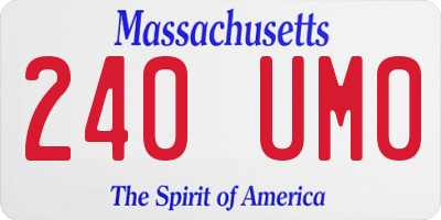 MA license plate 240UM0