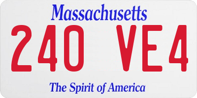 MA license plate 240VE4