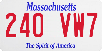 MA license plate 240VW7