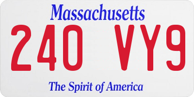 MA license plate 240VY9