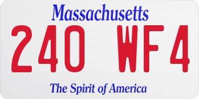 MA license plate 240WF4