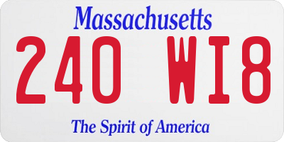 MA license plate 240WI8