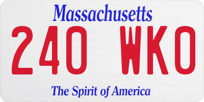 MA license plate 240WK0