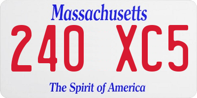 MA license plate 240XC5