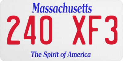 MA license plate 240XF3