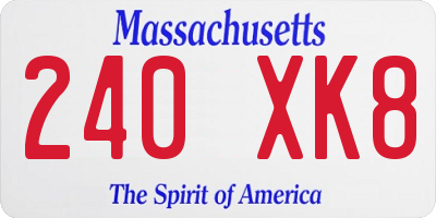 MA license plate 240XK8