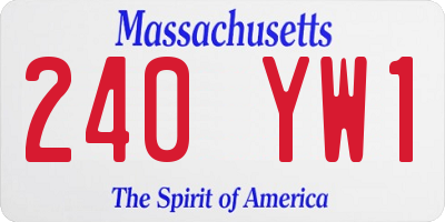 MA license plate 240YW1