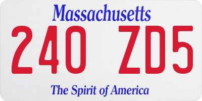 MA license plate 240ZD5