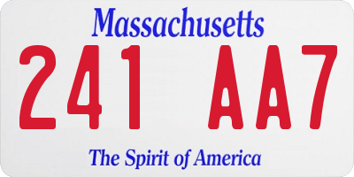 MA license plate 241AA7