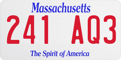 MA license plate 241AQ3
