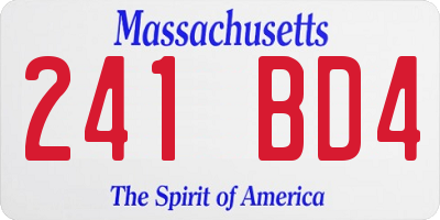 MA license plate 241BD4