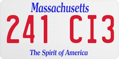 MA license plate 241CI3