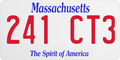 MA license plate 241CT3