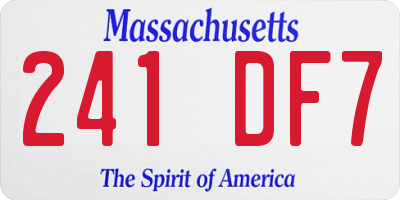 MA license plate 241DF7