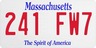 MA license plate 241FW7