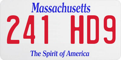 MA license plate 241HD9