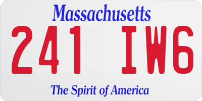 MA license plate 241IW6