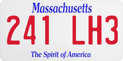 MA license plate 241LH3