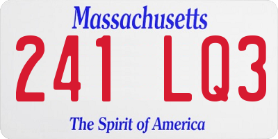 MA license plate 241LQ3