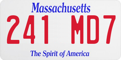MA license plate 241MD7