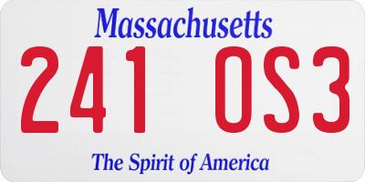 MA license plate 241OS3