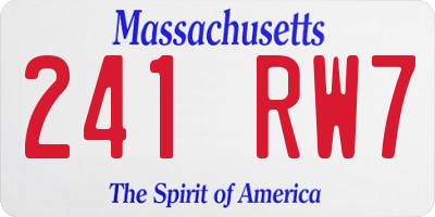 MA license plate 241RW7