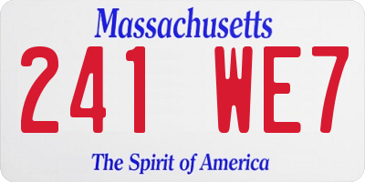 MA license plate 241WE7