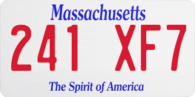 MA license plate 241XF7