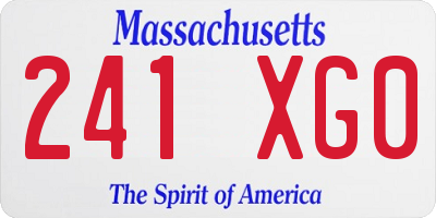 MA license plate 241XG0