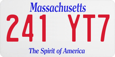 MA license plate 241YT7