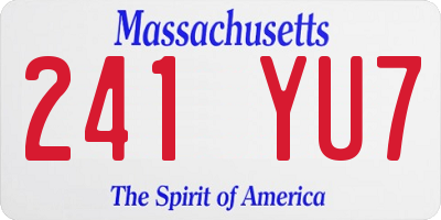 MA license plate 241YU7