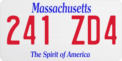 MA license plate 241ZD4