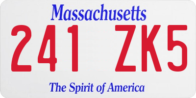 MA license plate 241ZK5
