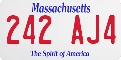 MA license plate 242AJ4