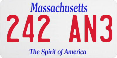 MA license plate 242AN3