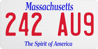 MA license plate 242AU9