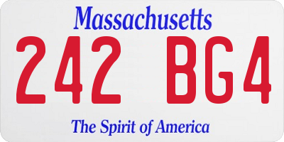 MA license plate 242BG4
