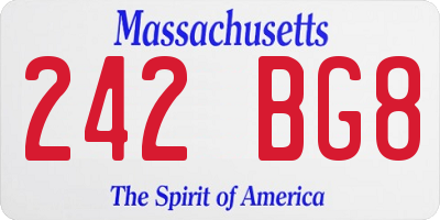 MA license plate 242BG8